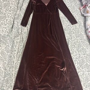 Mauve Velvet Long Sleeve Wrap Dress